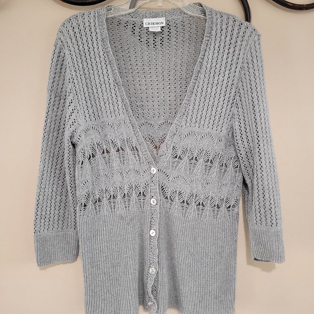 CB Design Grey Knit V Neck Sweater
